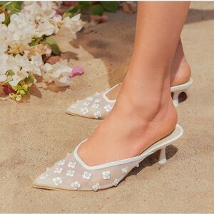 Dolce Vita Clara Pearl Heels True White Daisy Mesh